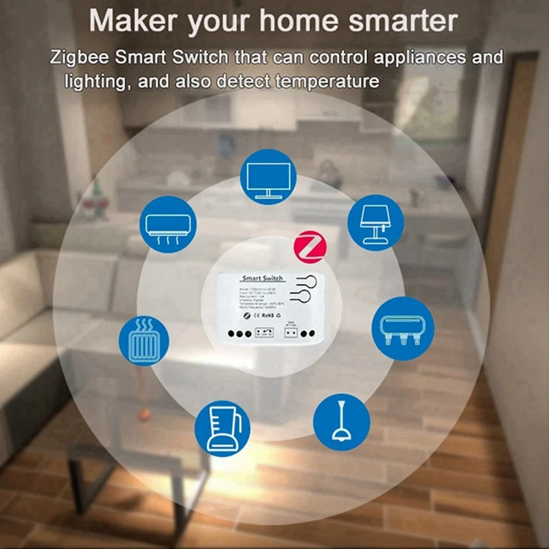 Smart Switch Tuya Zigbee With Temperature Sensor Passive Dry Contact Relay Work With Home Assistant