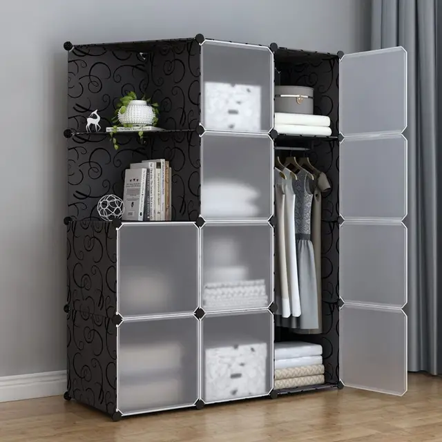 Meuble de maison multifonction en plastique, armoire de chambre à coucher, rangement pliable, armoire à vêtements, cloison de séparation en tissu, livraison gratuite 1