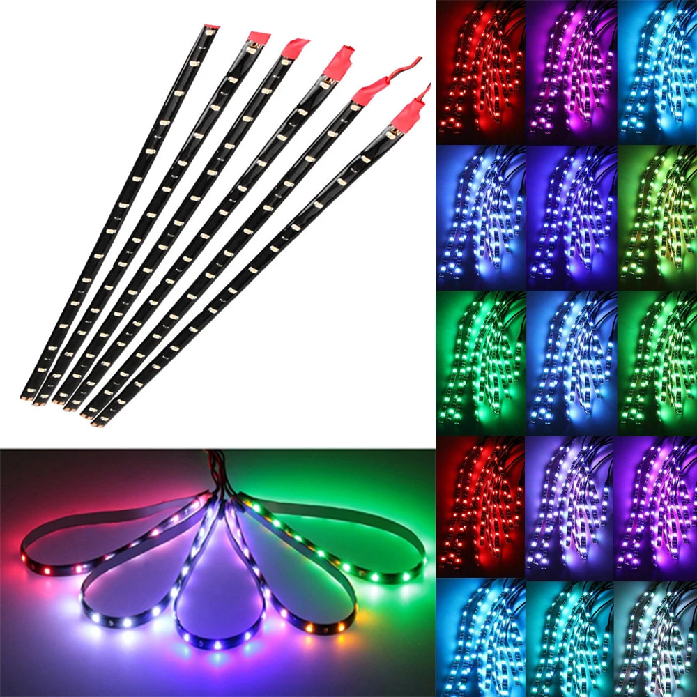 Car and Motorcycle Tail Lights LED Decoration Soft Waterproof Colorful DC 12V 30cm Flexible Car Light Bar Atmosphere Light 5m 2835 120leds m led strip light dc5v 12v 24v flexible tape 5mm 8mm pcb cool white warm white nature white for home decoration