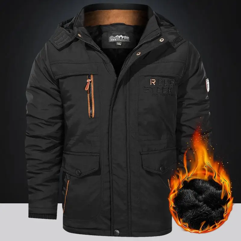 Men's Winter Parka coat Fleece Linning Outdoor Hooded Windbreaker Military Thick Warm Outerwear Big Size 6XL Multi-pocket