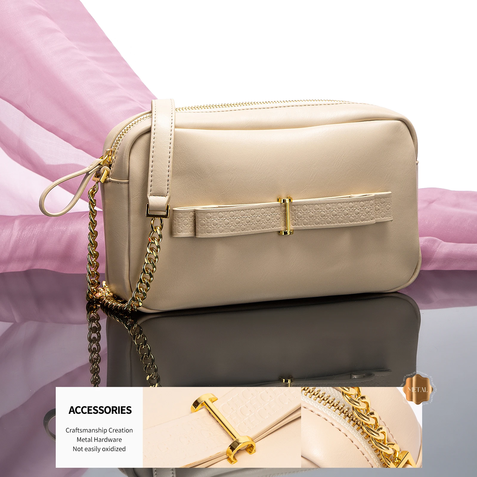 حقيبة كتف نسائية جلد مربعة