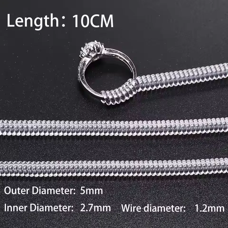 4pcs/lot Transparent Spiral Based Ring Tools Spring Coil Ring Size Adjuster Guard Tightener Reducer Resizing Tool For Jewelry