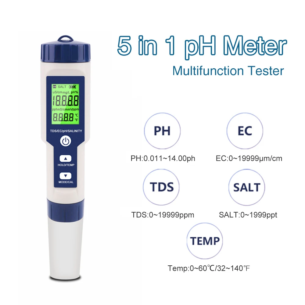  LCD  ׽, PH, TDS, EC, SALT, TEMP , EZ 9909  ׽,  ļ , 5 in 1, ǰ
