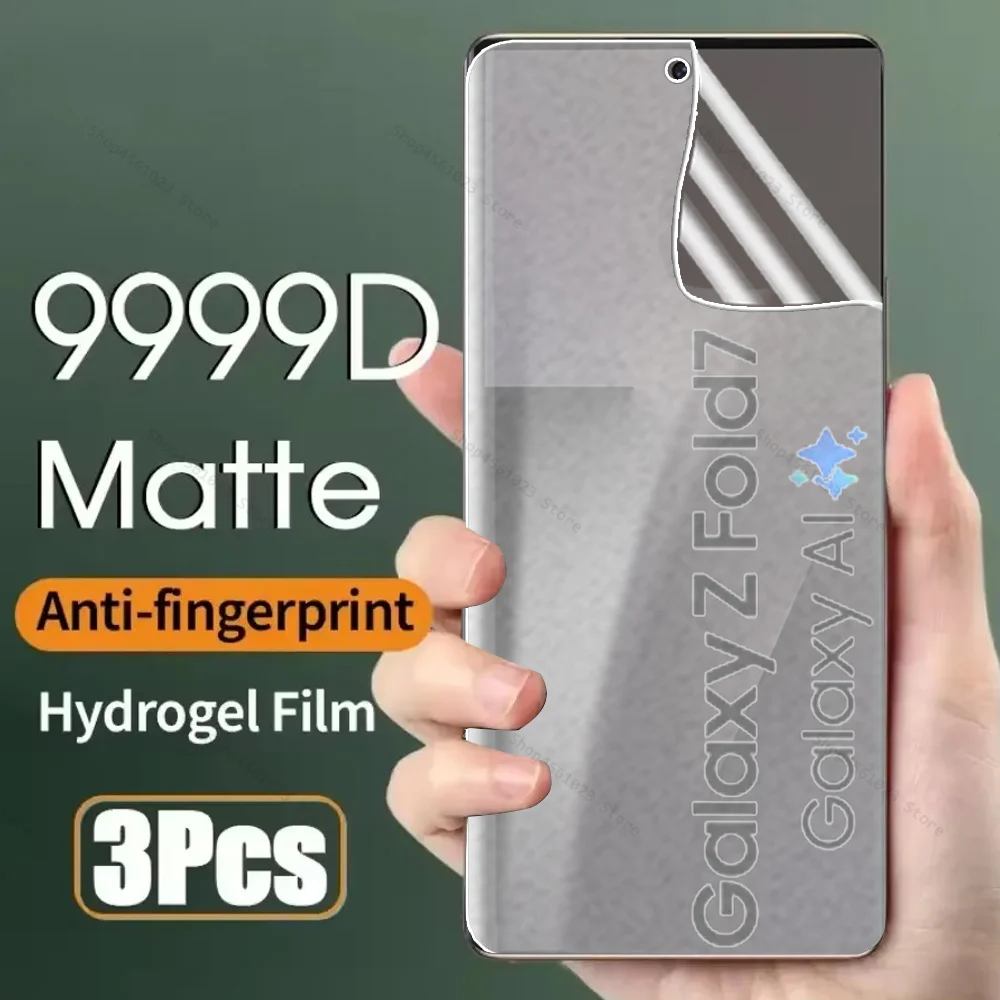 3Pcs Matte Hydrogel Frosted Back Film For Samsung Galaxy Z Fold7 ZFold7 ZFold 7 Fold 7 5G 2025 Curved Screen Protector Not Glass