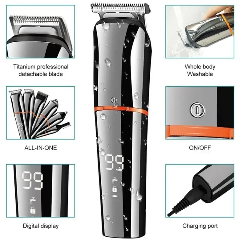 KEMEI cross-border KM-5898 electric hairdresser Multi-functional LCD display USB charging electric clipper barber 3