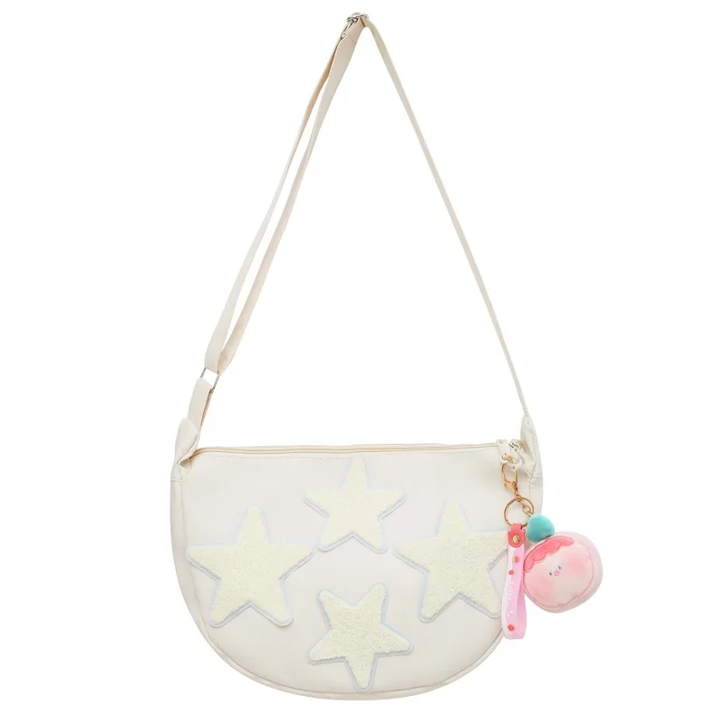 Casual Shoulder Bag Nylon Durable Cute Five-pointed Star Crossbody Bag Student Trendy Dumpling Bag Phone Pouch Purse Storage Bag