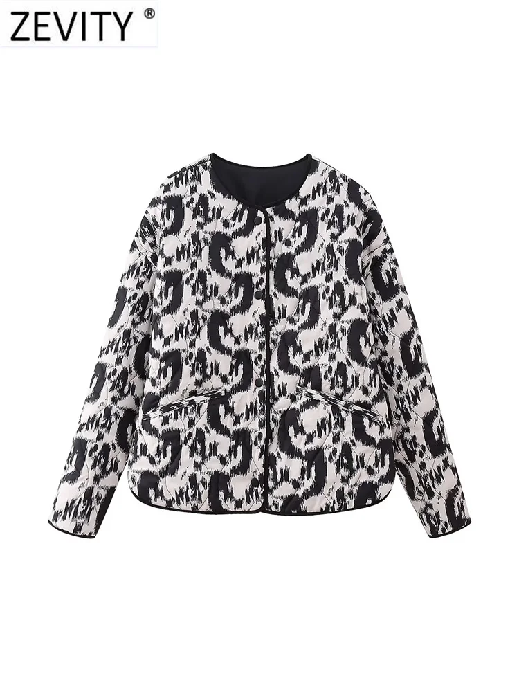

Новая женская винтажная стеганая куртка ZEVITY с леопардовым принтом и хлопковой подкладкой, пальто, женская верхняя одежда с карманами в виде животных, женские топы CT5019