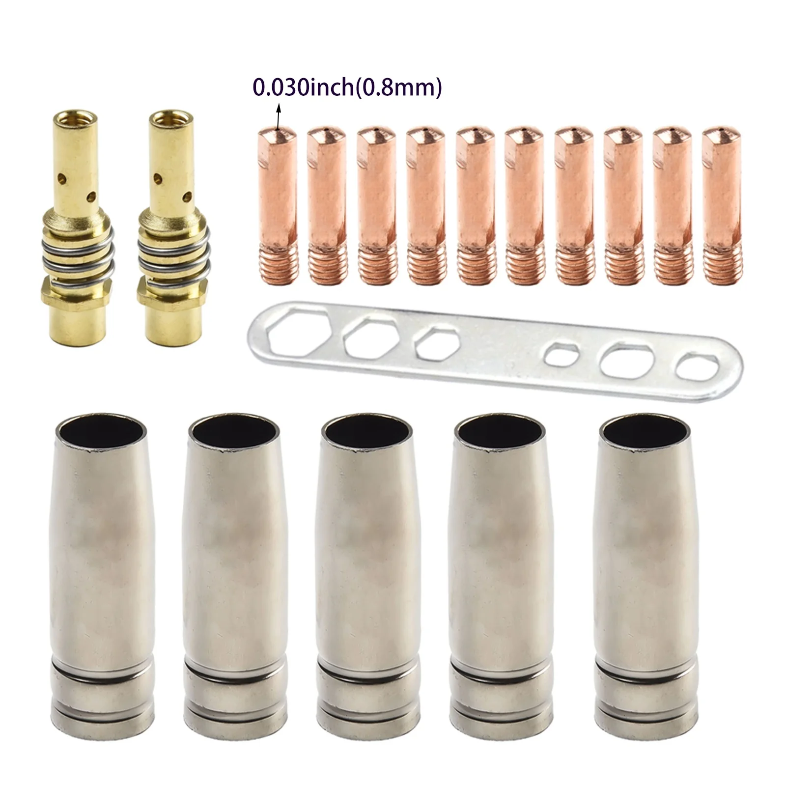 거치대 디퓨저 및 쉴드 컵 전동 공구 교체 부품, 접촉 팁. 030 인치 0.8mm M6 및 팁, MB15 15AK, 18 개