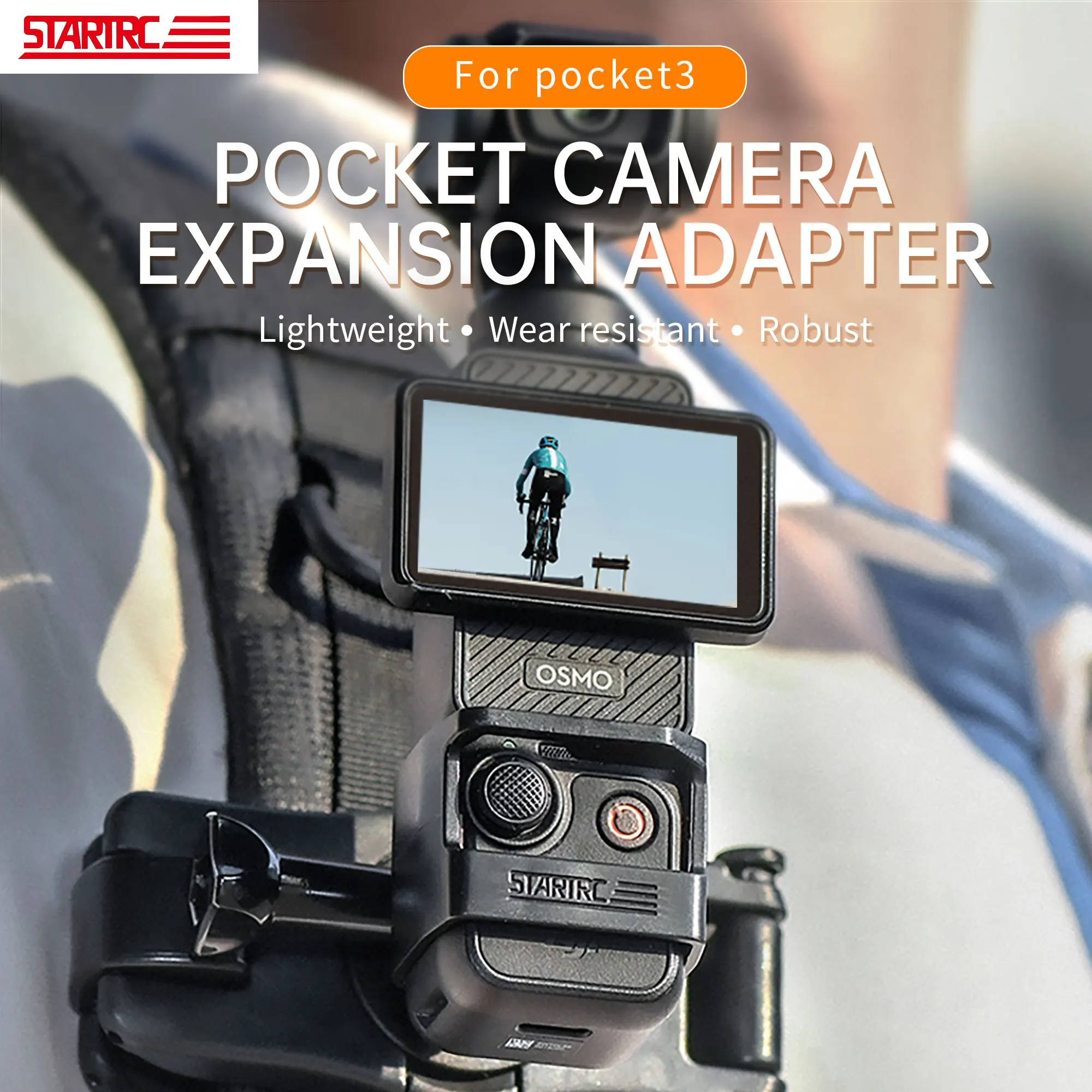 Крепление STARTRC на кронштейн для спортивной камеры DJI Pocket 3, расширенный кронштейн для рюкзака, велосипеда, зажим для штатива, нагрудный ремень