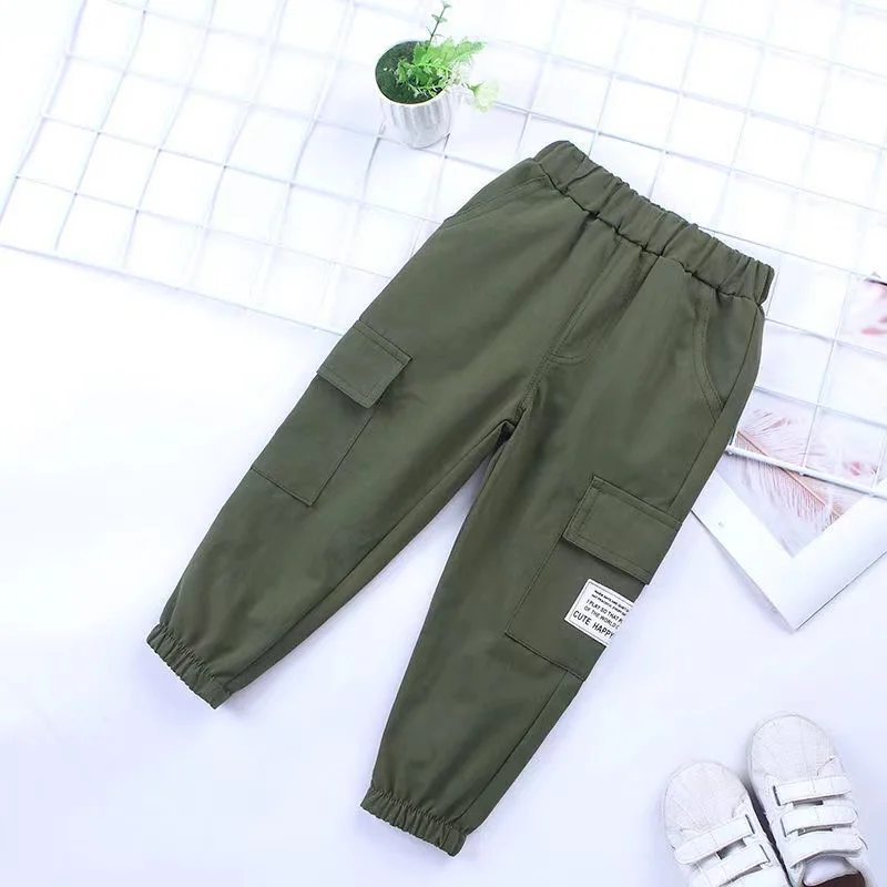 New Cotton Cargo Pants 2-6 Years Old Solid Boys Casual Sport Pants Enfant Garcon Kids Children Trousers