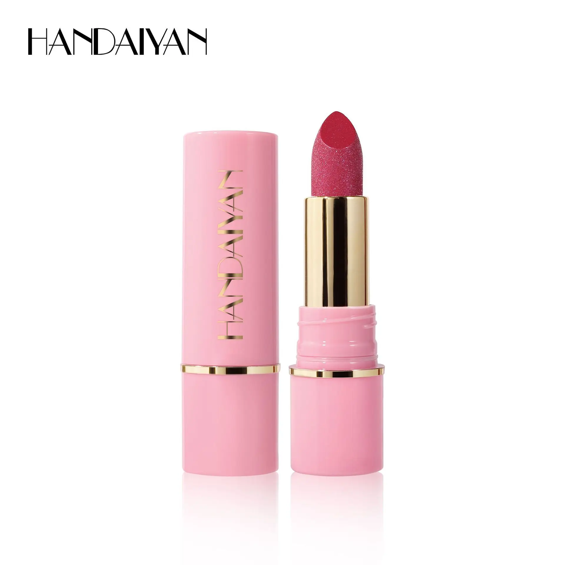 handaiyan 8 colors moisturizing and long-lasting embossed silk screen fine glitter lips translucent glass lip glitter lip gloss 5