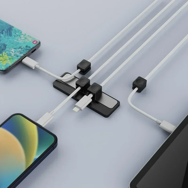 Magnetic Cable Clips Cable Smooth Adjustable Cord Holder Under Desk thumbnail 4