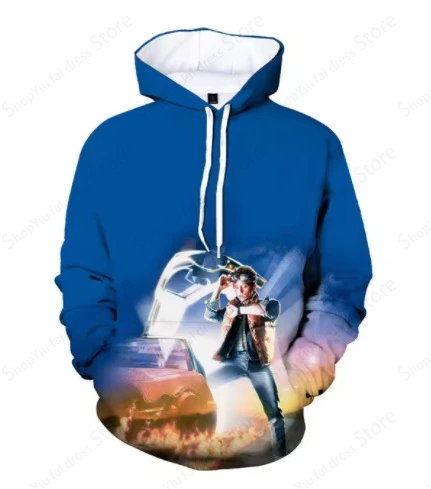 thumbnail image 1 of Sudadera con capucha para hombre, con estampado 3D de Regreso al futuro, sudadera con capucha gráfica para hombre y mujer, sudadera con capucha de gran tamaño a la moda, abrigo para niño, chaqueta dep, 1 of 5