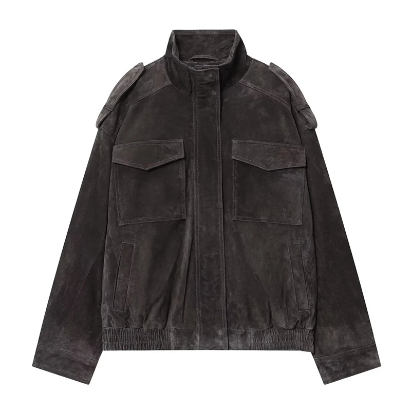 TFMLN Women Winter Thicken Jackets Fashion Suede Pockets Warm Jacket Streetwear Leisure Pocket Zipper New Oversized Jackets