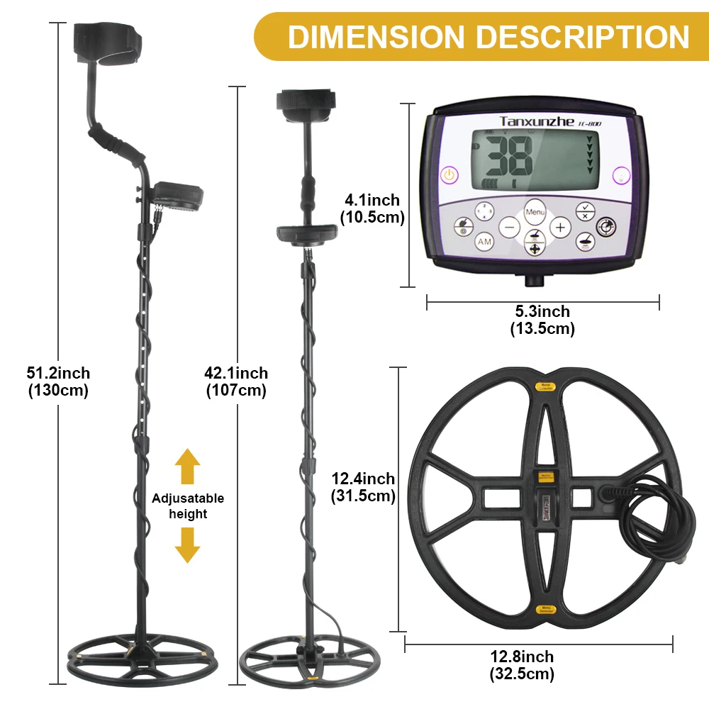 TC 800 Metal Detector 12 8 Inch Underground Professional Depth Search Finder Gold Detector Treasure Hunter