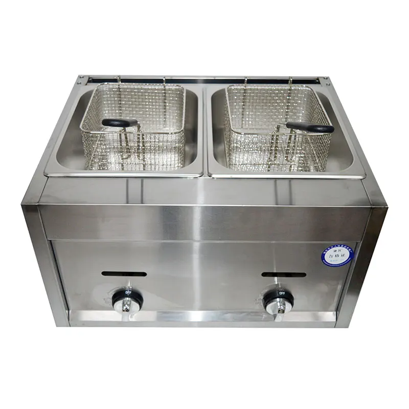 Commercial Gas Fryer Freidora de aire Energy Saving Double Cylinder Deep Fryer Stainless Steel French Fries Frying Machine 2