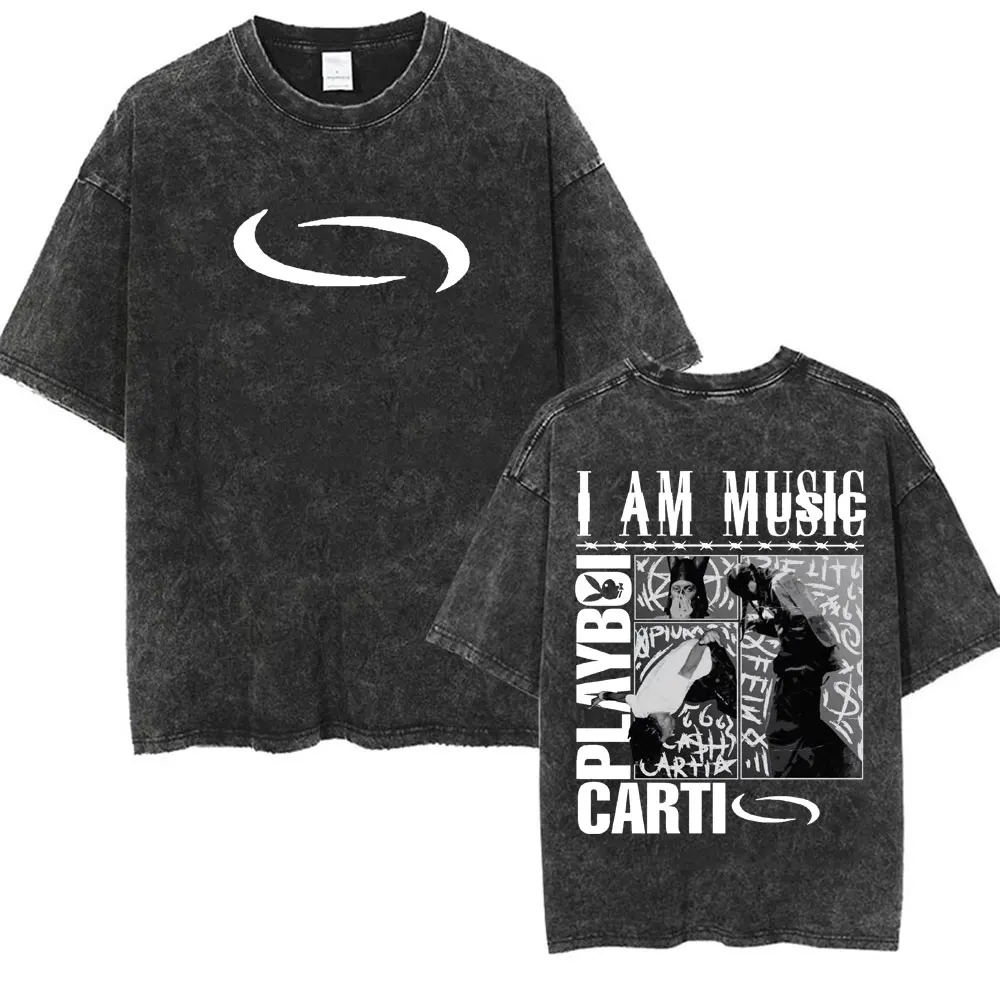 Retro Washed Playboi Carti I AM MUSIC Logo T Shirt Opium Ken