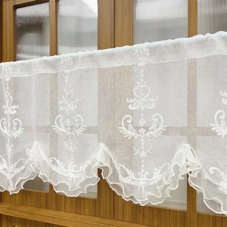 Cortina Nobility Para Salón, Satén, Bordada En Satén, 2 X 1,70 Cm, Color Blanco