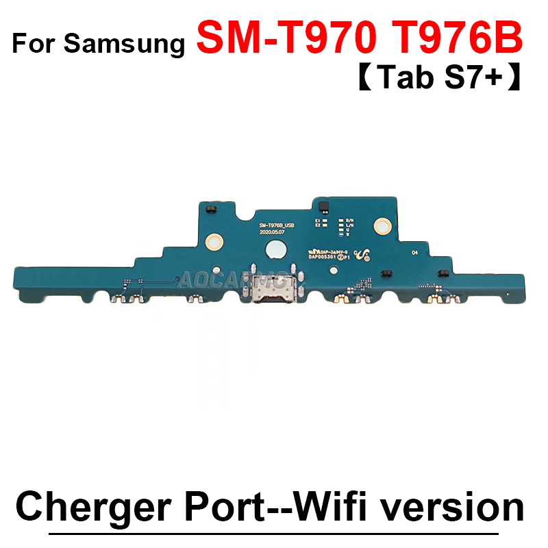 USB 충전 포트 충전기 도크 플렉스 케이블 수리 부품, 삼성 갤럭시 탭 S7 + S7 플러스 SM-T976B T970 T976 4G 와이파이 버전