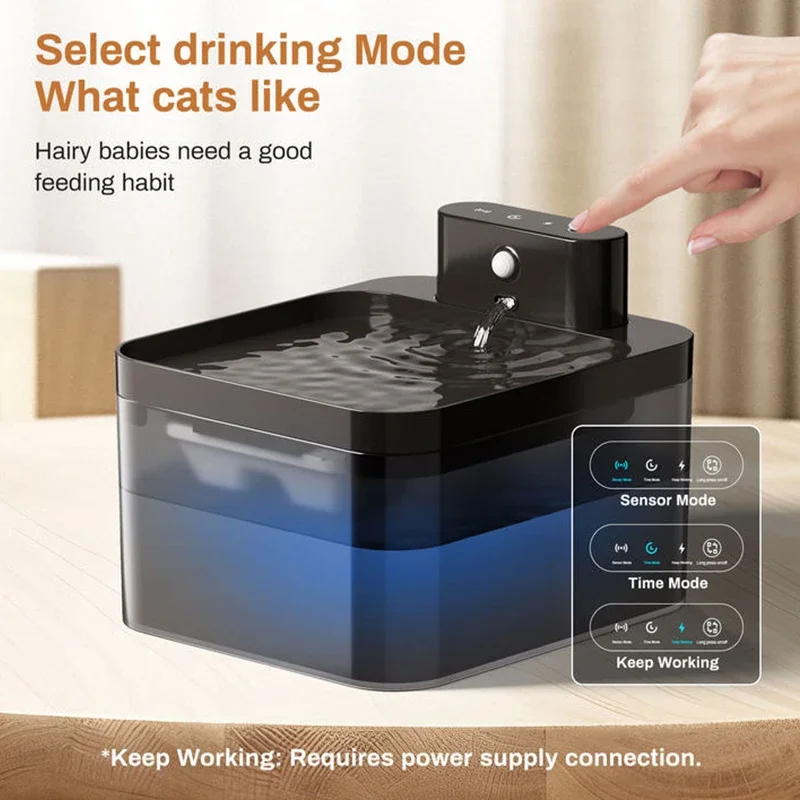 2.2L Wireless Automatic Cat Water Fountain Infrared Sensor Smart Pet Drinkier Fountain 2600mAh Pet Water Dispenser For Dog Cat