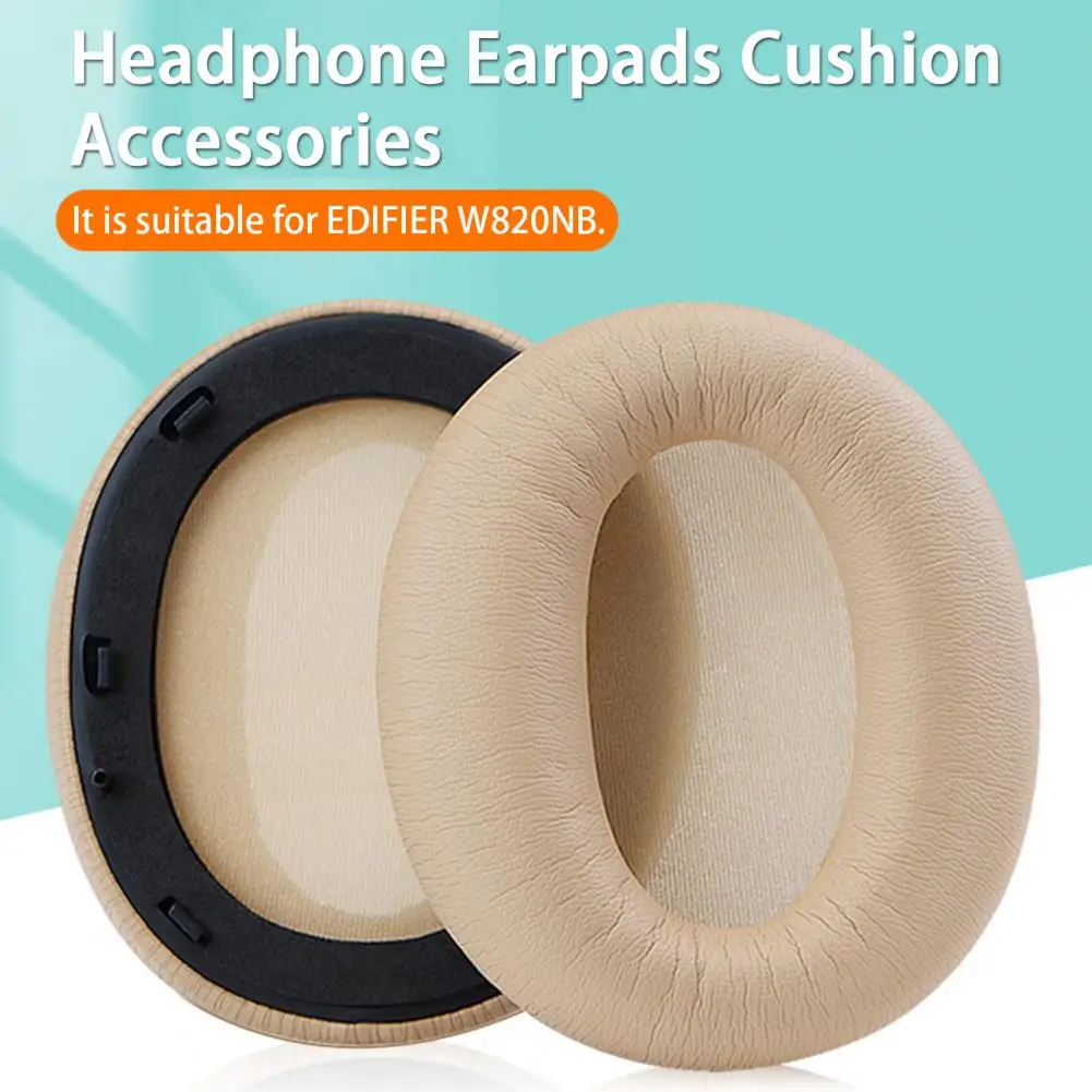 

1 Pc Headphone Cover Dirt-resistant Fast Rebound Faux Leather Ergonomics Headphone Cushion Wireless Ear Pads For Edifier W820NB