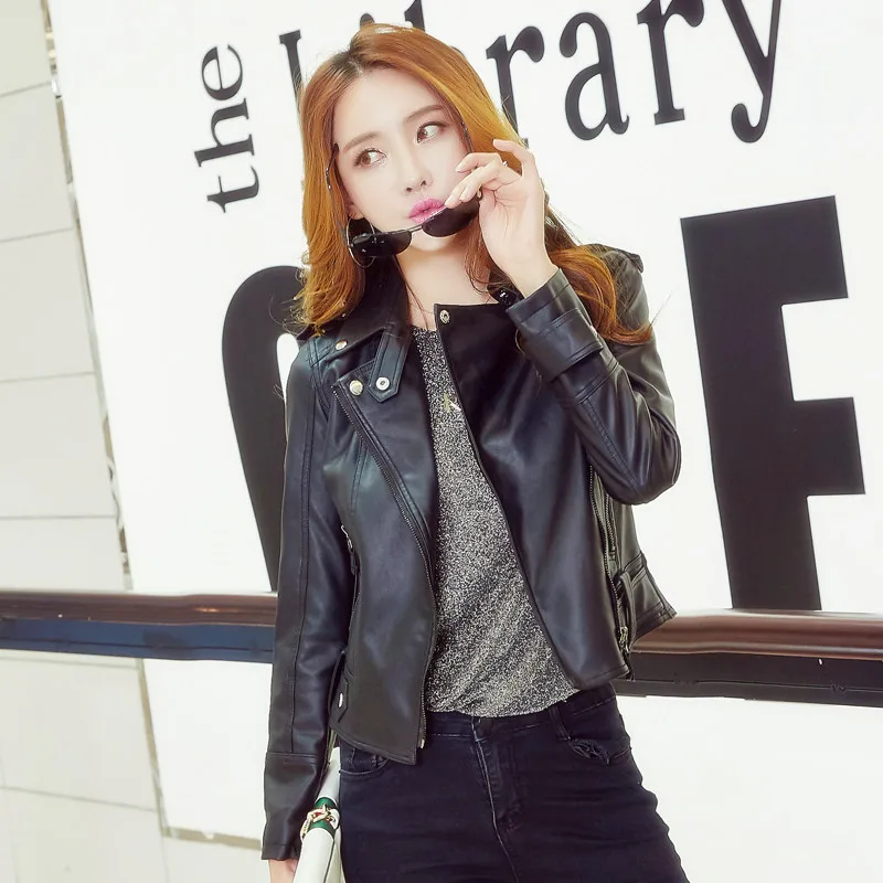 Новая Корейская Повседневная облегающая куртка из искусственной кожи с лацканами на весну и осень