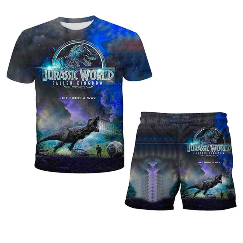 

Children Jurassic World Dominion Clothing Sets Baby Boy Clothes Girls Short Sleeve T shirt+Pants 2pcs Suits Boys Clothes 3-14T
