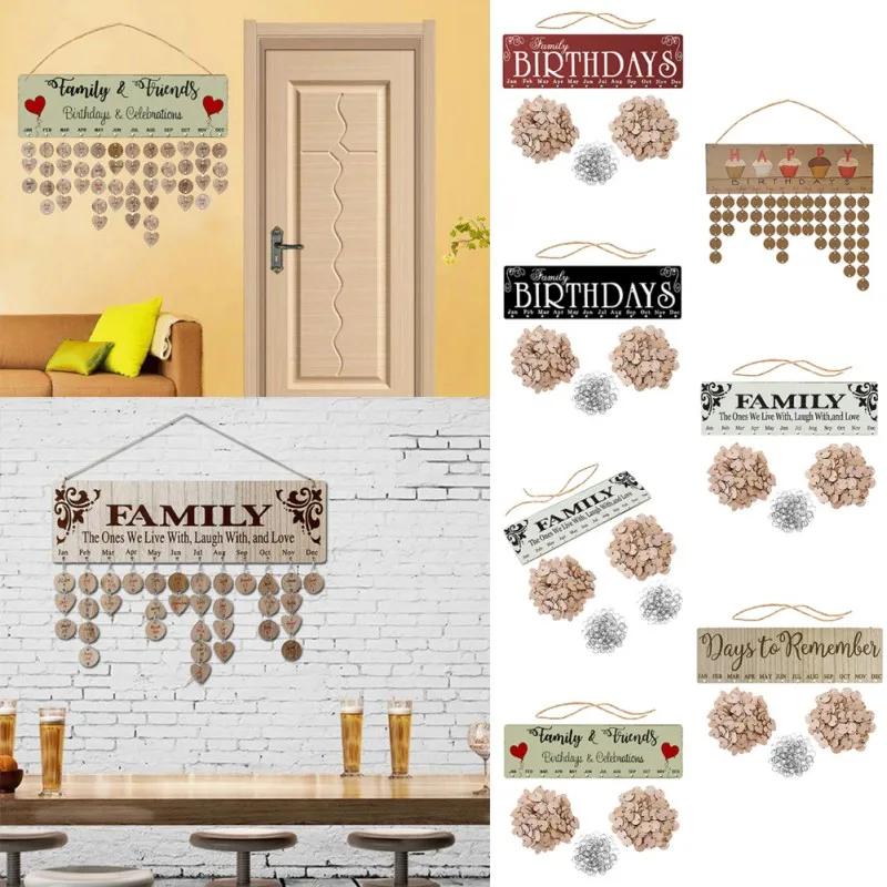 Wooden Calendar Hanging Tags for Birthday Parties Home Decoration Creative Handmade Calendar Crafts and Hanging Orna