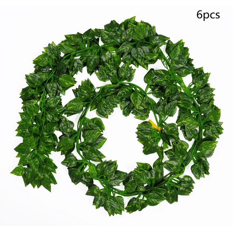 

6Pcs 2.1m Artificial Creeper Green Leaf Ivy Vine Artificial Plants Decor Wedding Decoration Party Garden Home Decoration