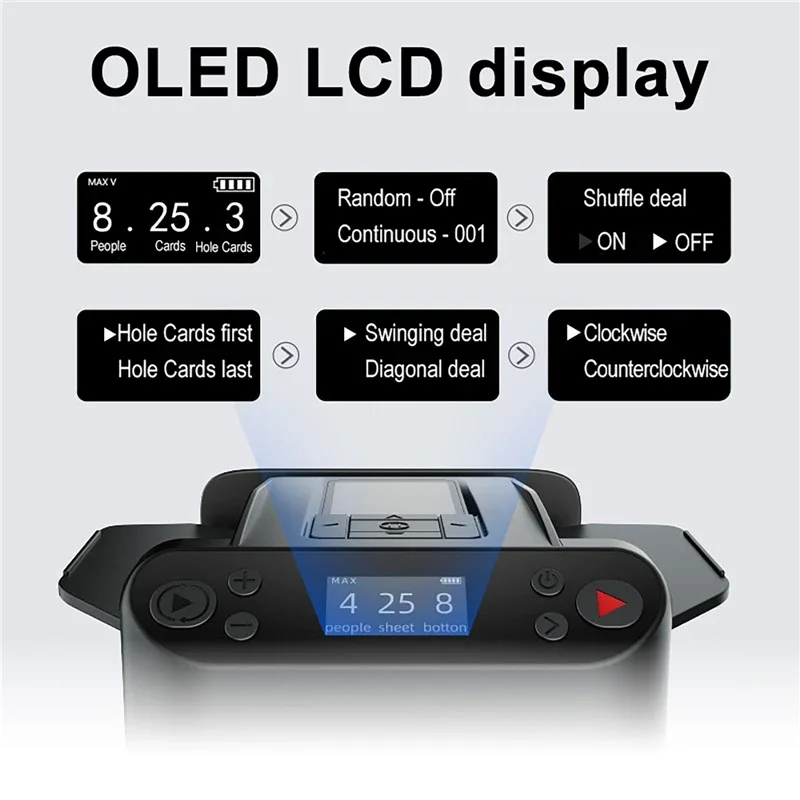 Card Shuffling Tool Fully Automatic Card Shuffler Dispenser Card Dealer Machine Shuffling Dealing Tool Poker Machine OLED LCD Display