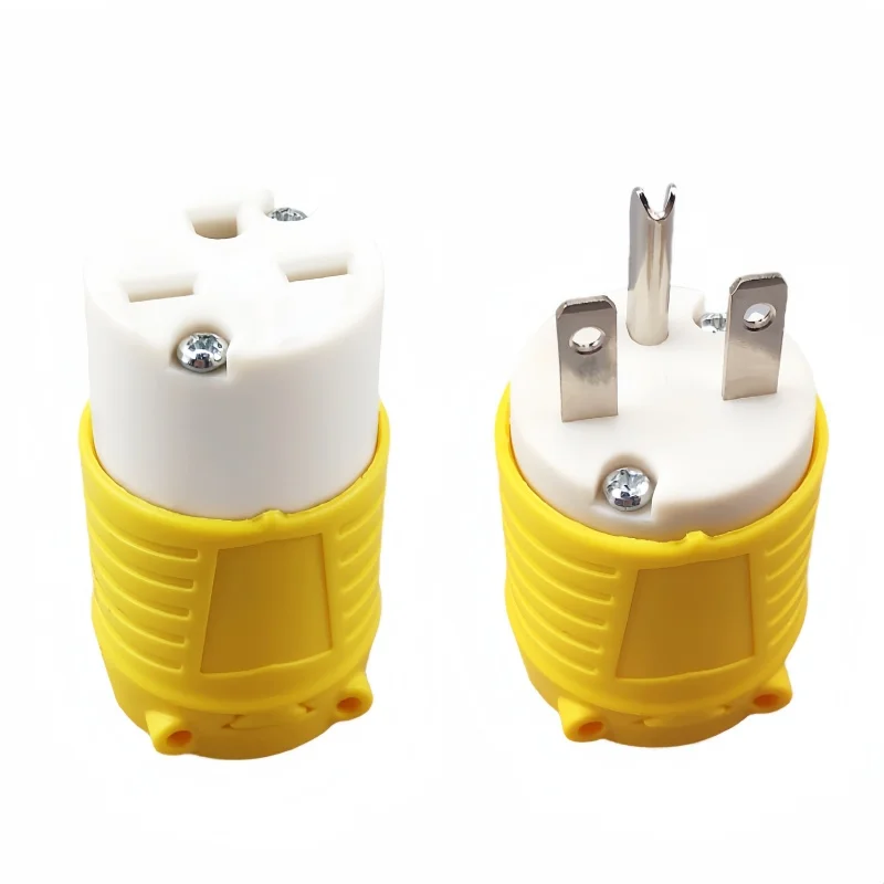 NEMA 6-15P 6-15R Straight Blade Heavy Duty Replacement Plug Connector, Male Extension Cord Ends 15amp 250 Volt Industrial Grade