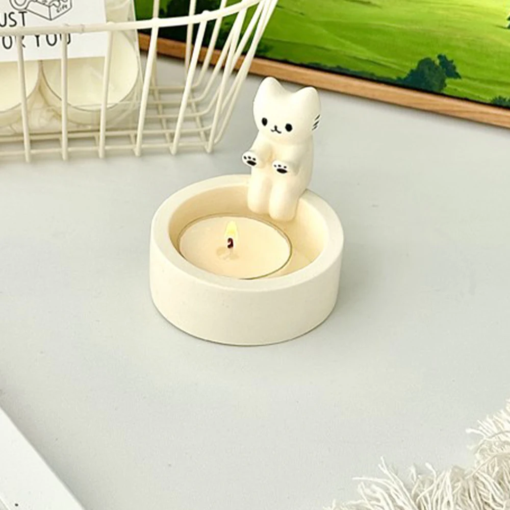 Cute Cat Candle Holder,Cute Kitten Candle Holder Room Home Decor Living Romantic Candlestick Holder Birthday Dinner Decoration