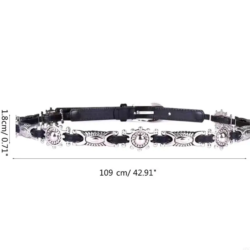 15YC Vintage Punk Black Belts For Womens Leathers Waist Belt Female Thin Waistbelts