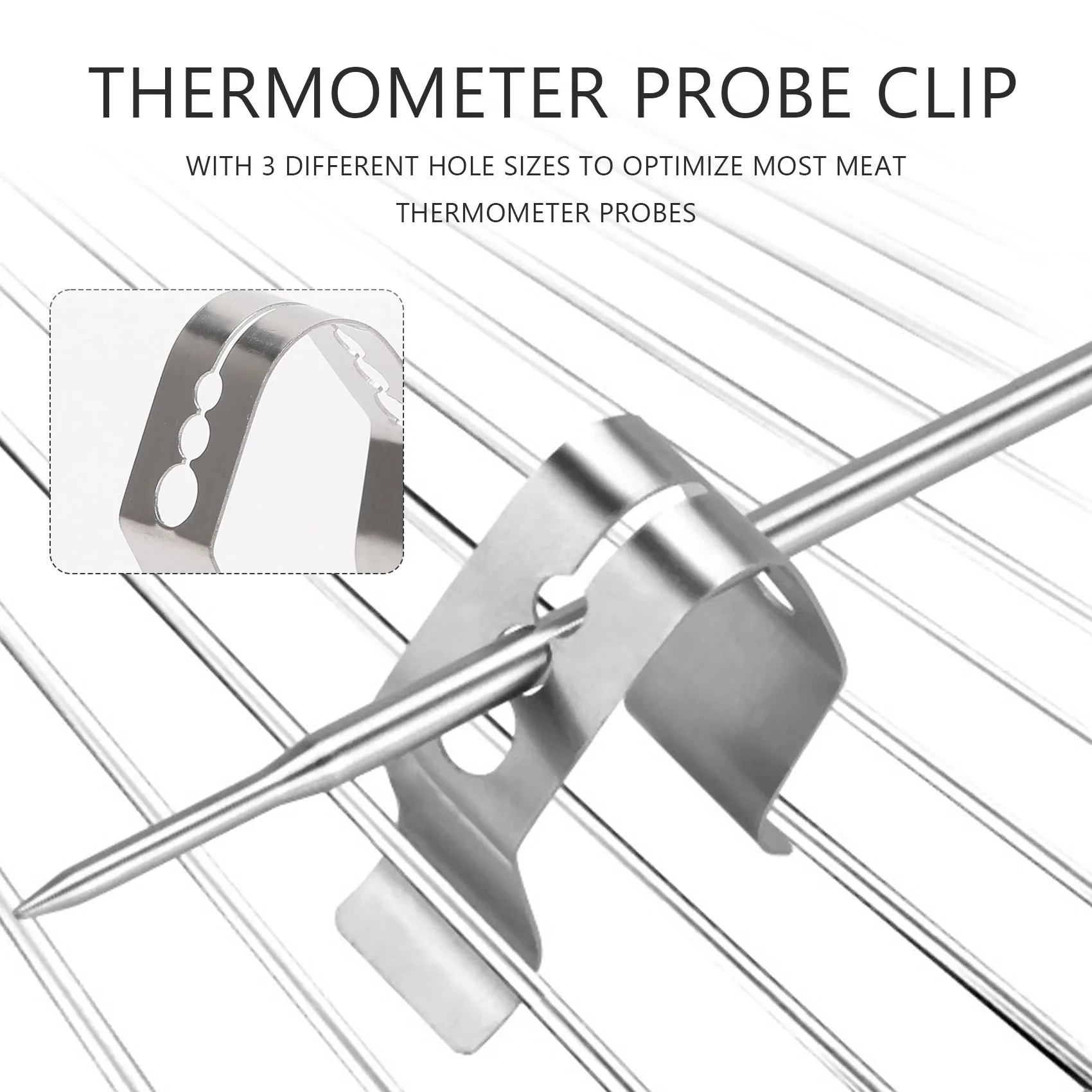 Universal A Style Meat Thermometer Probe Clip Holder Ambient Temperature Readings BBQ Smoker Oven Grill Set of 2 bbq grilling accessories