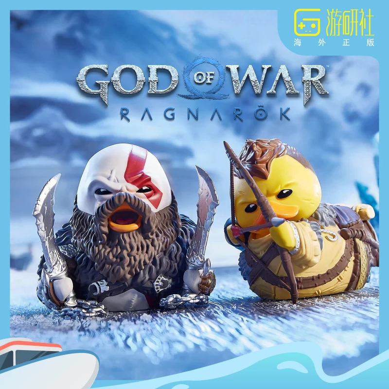 Numskull Tubbz God Of Wars Kratos Atreus Action Figure Cosplay Duck Giocattolo Da Collezione Anatra Gialla Decorazioni Desktop Bambini Gifs
