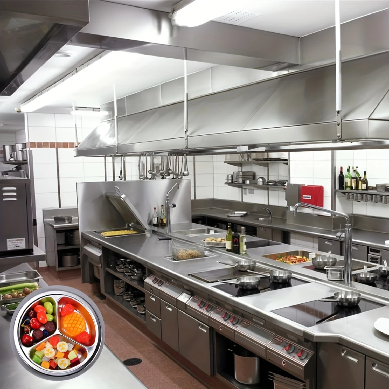 Stainless Steel Divided Dinner Plate 3 Sections for Portion Control Ideal for Camping Restaurants and Use