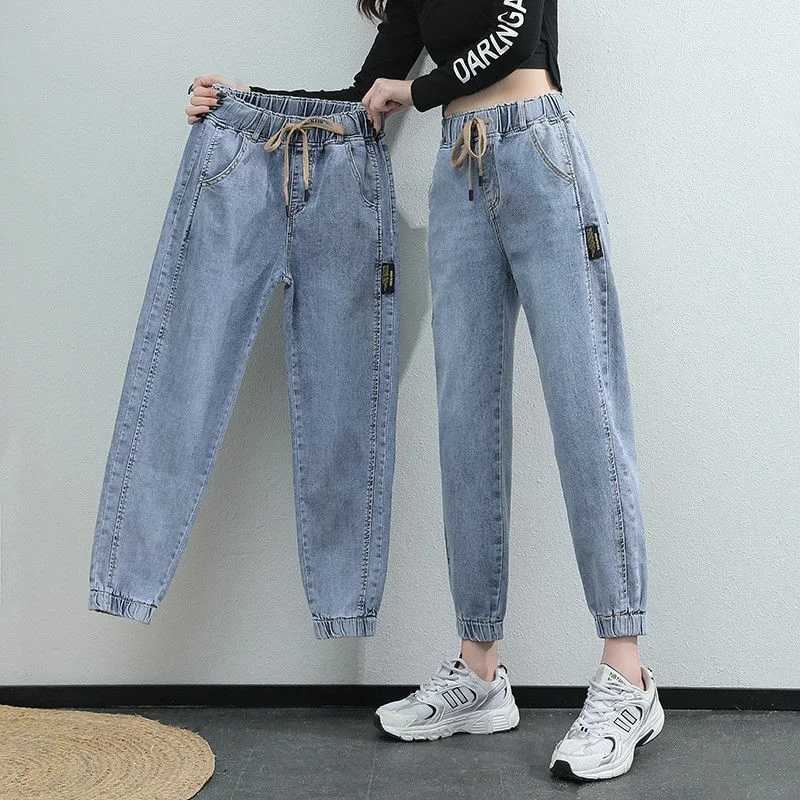 Женские джинсы с завышенной талией, винтажные шаровары до щиколотки, ковбойские джинсовые брюки для мамы, 2022