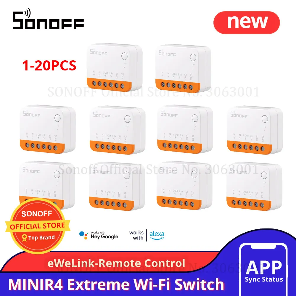 1/3/5pcs Sonoff Mini R4 Extreme Wi-fi Smart Switch Tiny Size External Switch  Control Detach Relay Mode Via Ewelink Alexa Google