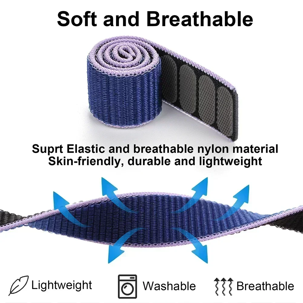 Premium Hook & Loop Nylon Strap for Smartwatch Bands - Available in 26mm & 22mm