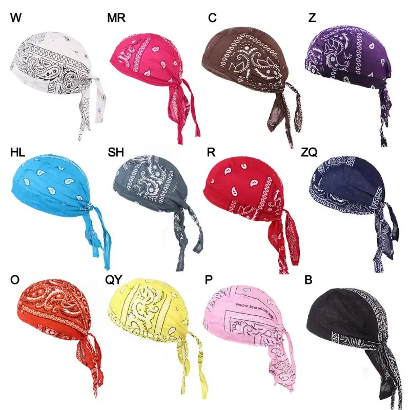 Bandana Skull Cap Beanie Adjustable Cotton Biker Hat Hood Headband Headscarf Doo Rags Head Wraps Costume