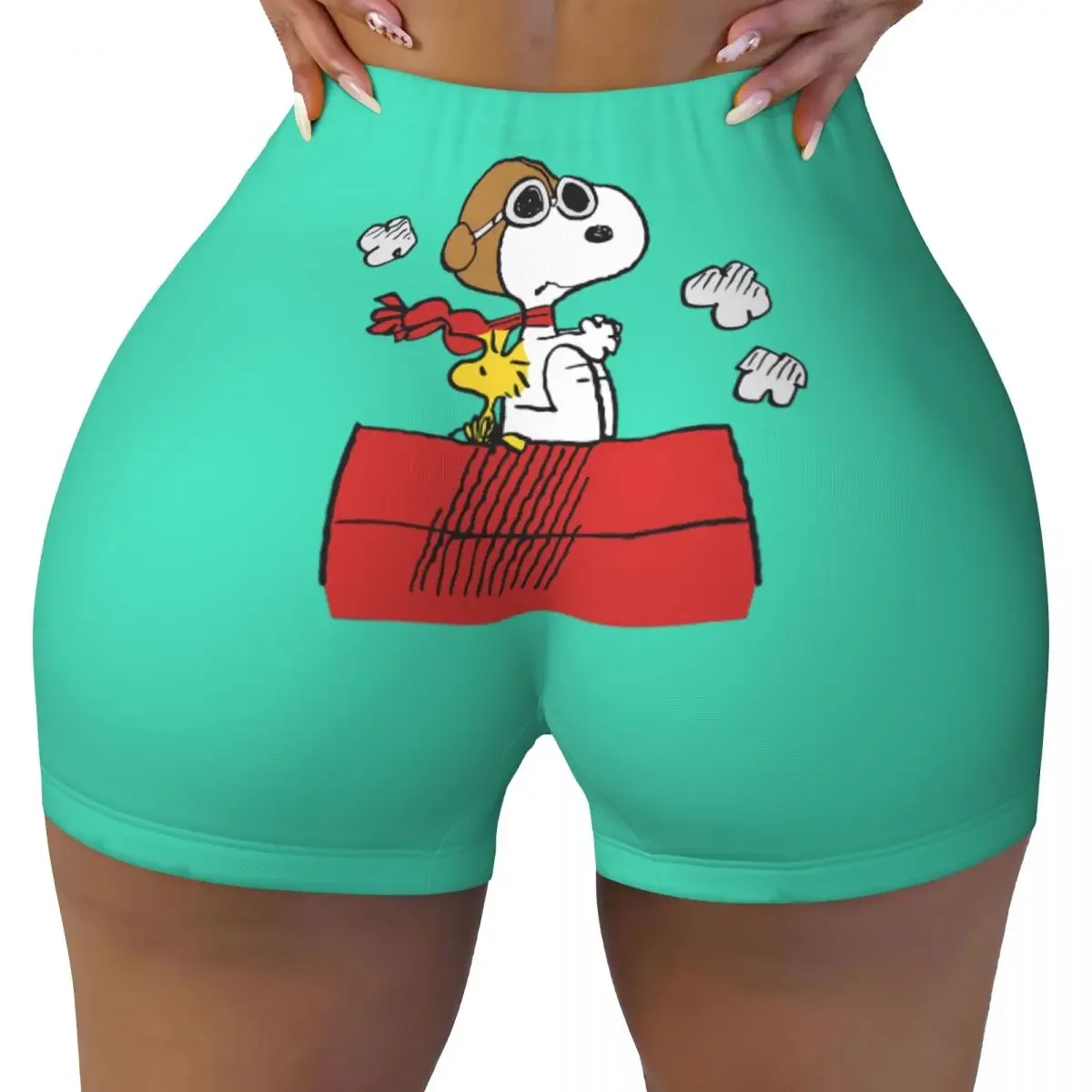 thumbnail image 1 of Pantalones cortos de ciclismo para entrenamiento de voleibol con paisaje de Van Gogh personalizado de Snoopy y Charlie Brown Pantalones cortos de yoga para gimnasio de Peanuts para mujer, 1 of 5