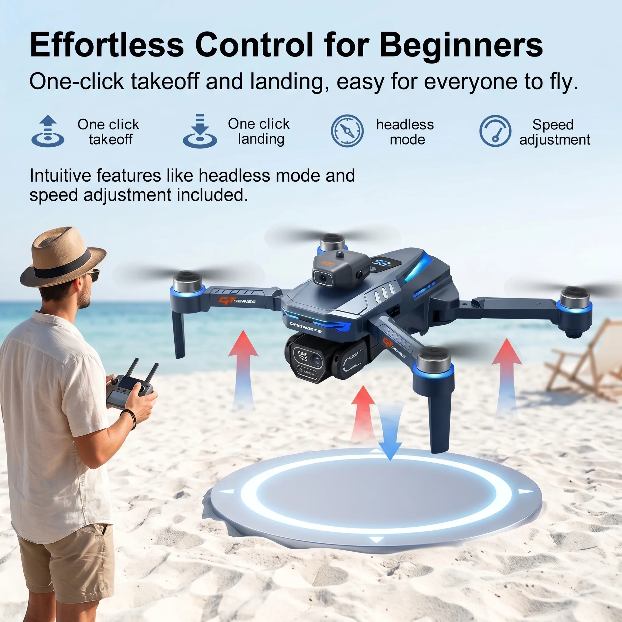 Drone GT8 8K Professionnel avec Double Caméra et Moteur Sans Balais