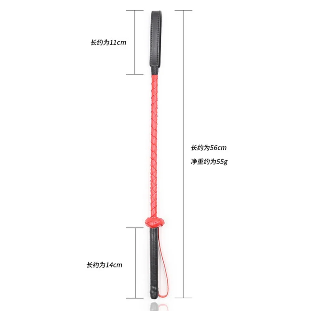 56CM Red Riding Crop PU Leather Whip Crops Equestrianism HorseWhip with Wristband 6