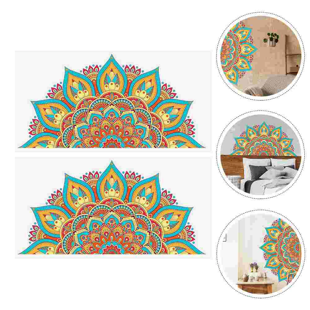 

2 Pcs Mandala Wall Sticker Decorative Decals Living Room Flower Bedroom Pvc Self Adhesive Stickers