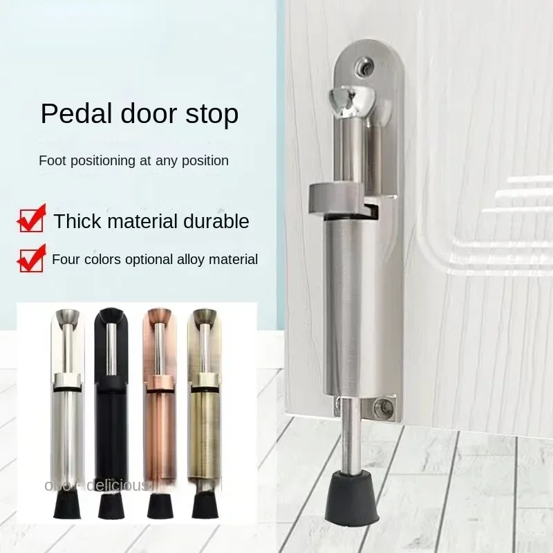 Stainless Steel Telescopic Door Stopper Silver Spring Loaded Step-On Door Holder Stops For Household Hardware door stopper