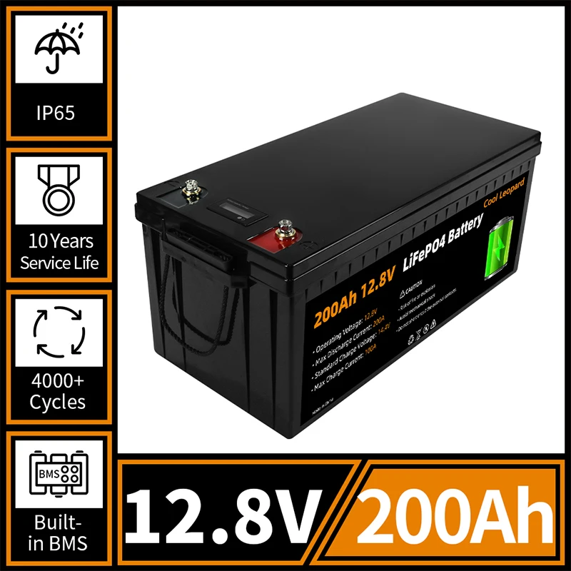 

12V Lithium Iron Phosphate Battery Pack,for 12.8V RV Golf Cart Boat Motor Solar System Rechargeable LiFePo4 Battery Built-in BMS