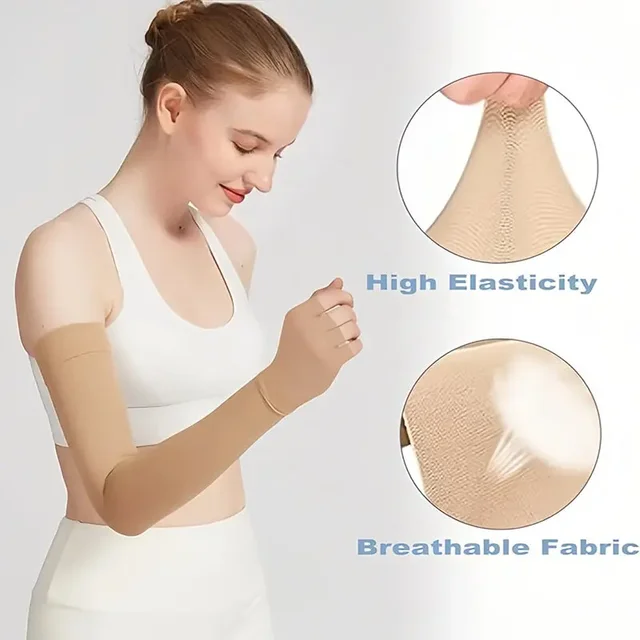 Arm Compression Sleeve Lymphedema Stretch Breathable Long Pressure Arm Sleeve for Sports Protection Swelling Pain Relief 2