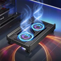 Mobile PC Tower Stand Adjustable Computer CPU Holder Telescopic Desktop Stand CPU Cart with RGB Cooling Fan Heat Dissipation - Image 3