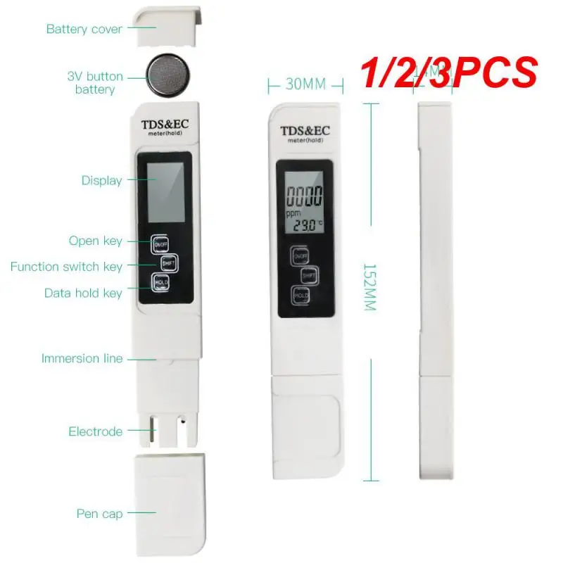 

1/2/3PCS In1 TDS EC Meter Temperature Tester Pen Multifunctional Digital Water Quality Tester For Water Purity TEMP PPM Tester