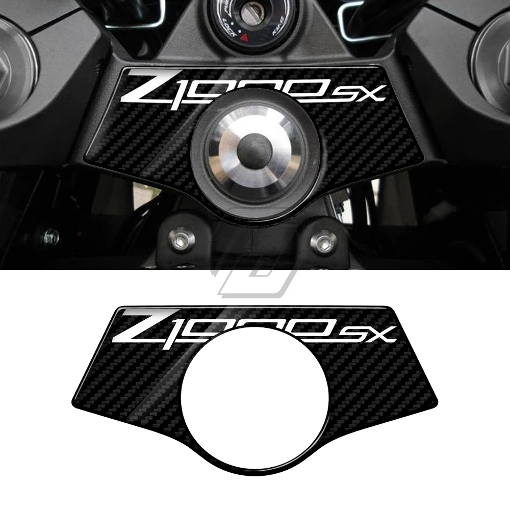 Motorcycle carbon look Decal Pad Triple Tree Top Clamp Upper Front End Sticker For Kawasaki Z1000SX 2011-2017 new genuine front bumper upper bracket oem 86551 2v000 86552 2v000 for hyundai veloster 2011 2016